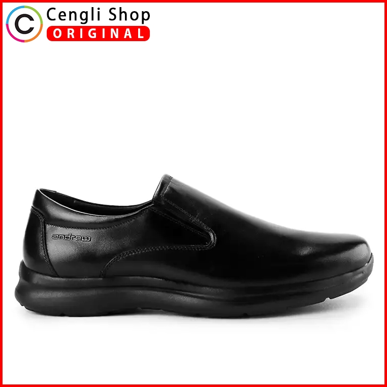 ANM05 SEPATU PRIA SLIP ON ANDREW ORIGINAL FORMAL KULIT ASLI ORI HITAM