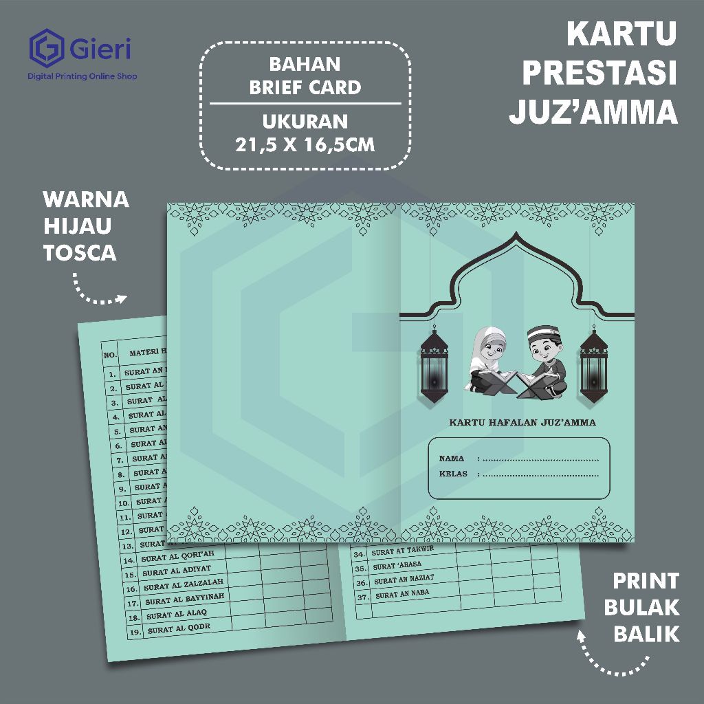 

Gieri - KARTU HAFALAN JUZ 'AMMA / KARTU ISI 50 LEMBAR