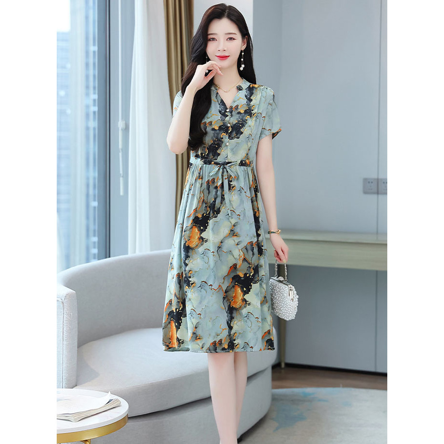 dress wanita korea D7940/gaun wanita korea/cod dress wanita v-neck/dress wanita lengan pendek