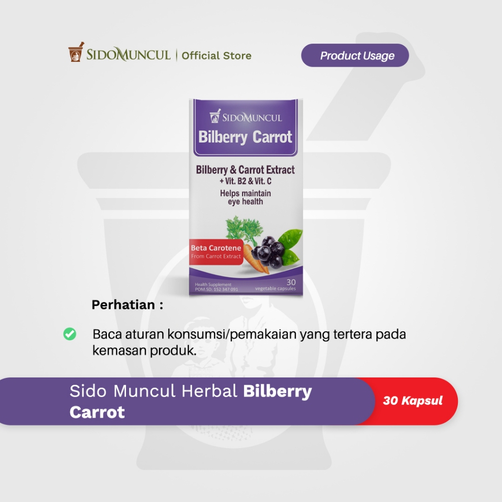 Sido Muncul Natural Herbal Bilberry Carrot 30 Kapsul - Mata Sehat Segar [FS]