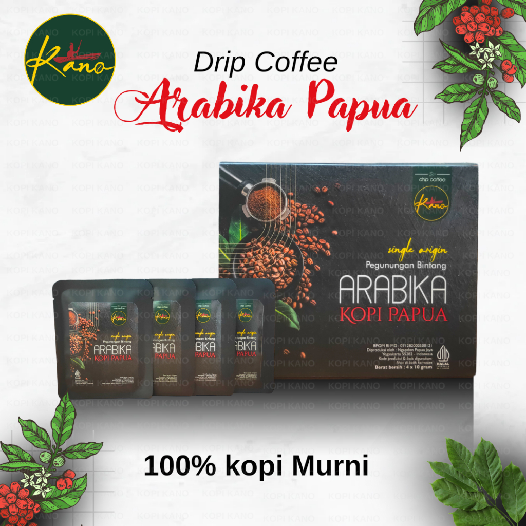 

Kopi Papua Pegunungan Bintang Coffee Drip Bag in Box KANO| Kopi Drip Siap Seduh Praktis