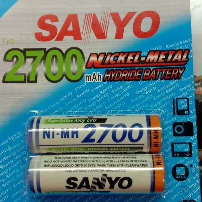 Isi 2 Baterai Cas SANYO AA - A2 / Baterai Charger SANYO AA 2700 Mah