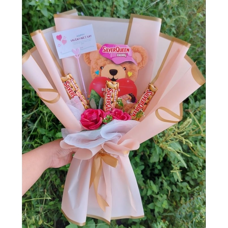 Buket Bunga Coklat Silverquen Beruang