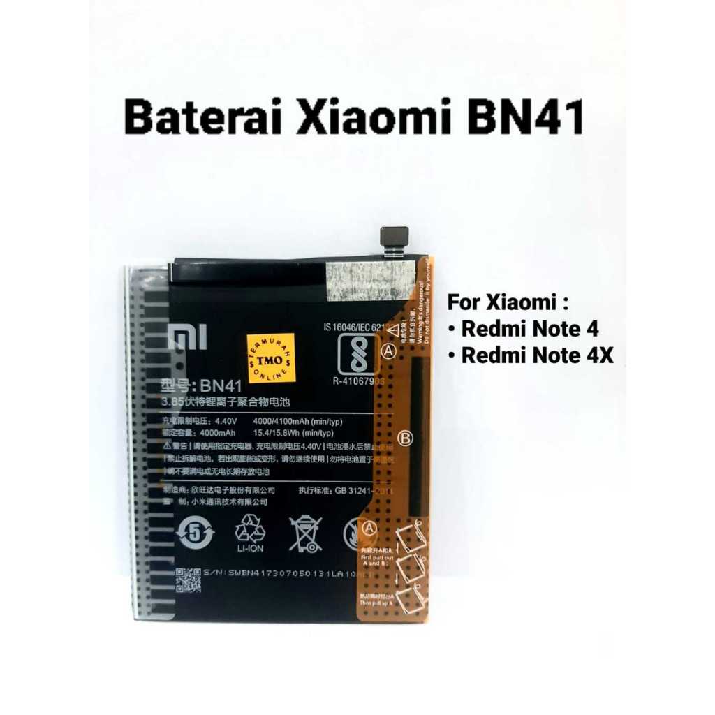 Baterai /Battery Xiaomi BN41/ Baterai Xiaomi Redmi Note 4/ Note 4X