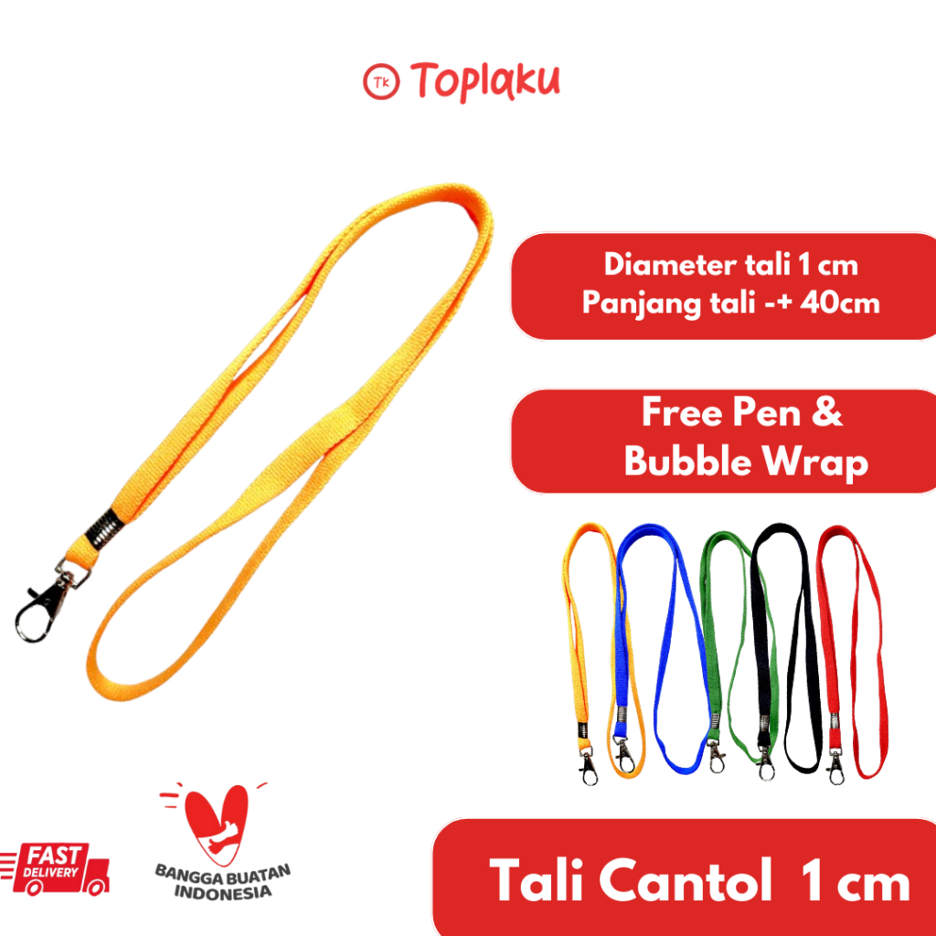 

Tali ID Card Lanyard Name Tag Gantungan Tali Polos Holder Strap Tali ID Card Identitas Cantol 1 CM
