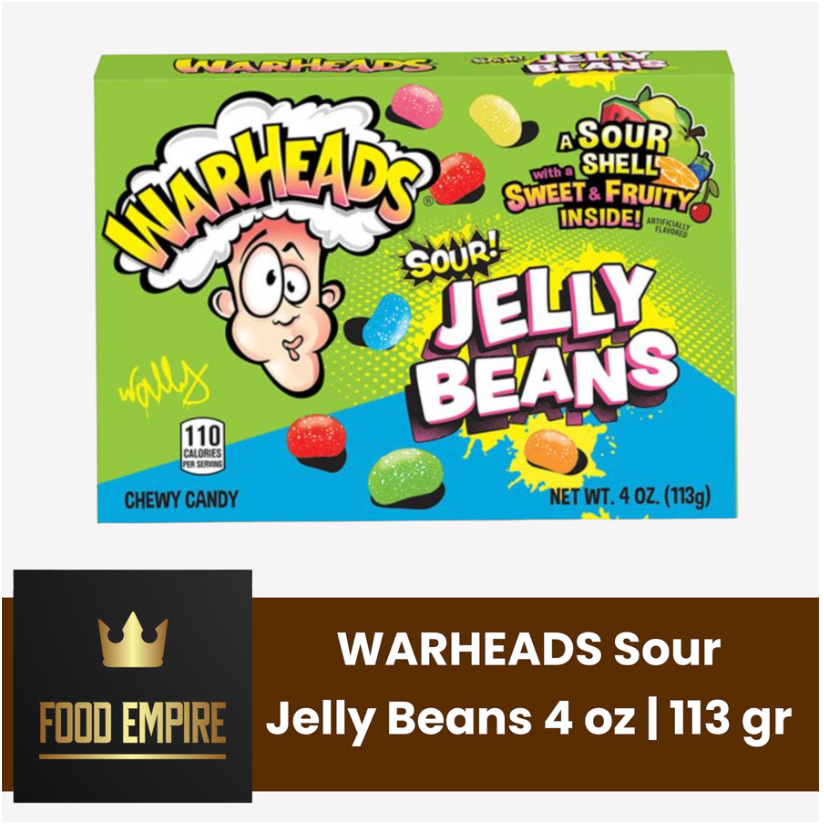 

WARHEADS Sour Jelly Beans Candy 4 oz | Permen Asam 113 gram