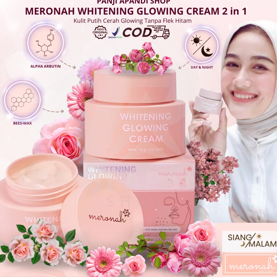 55 COD Meronah Glowing Cream 2 In 1 Skincare BPOM Cream Pemutih Wajah  Cream Glowing  Pelembab Wajah