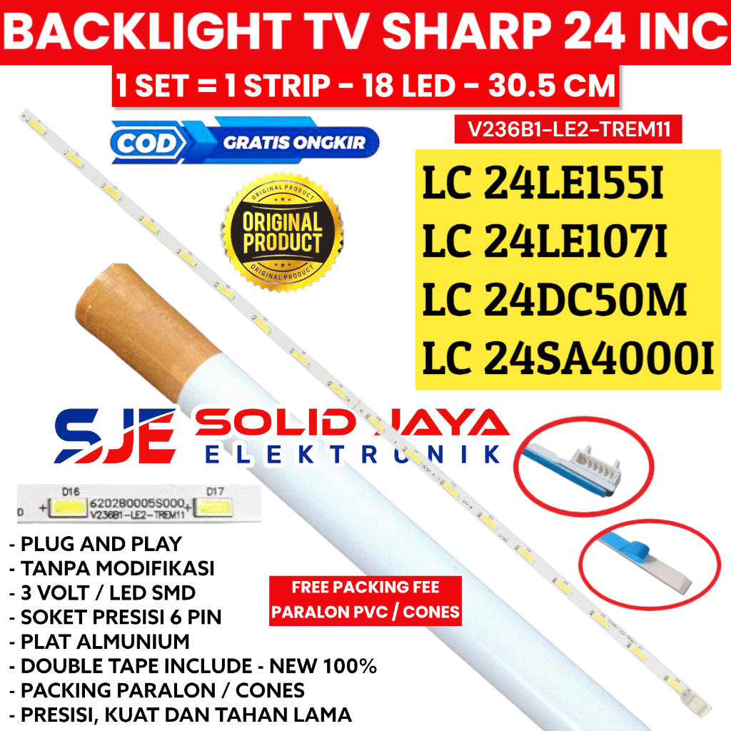 BACKLIGHT TV SHARP 24 INC LC 24LE155 24LE107 24DC50 24SA4000 I M 24LE 24SA 24DC 4DC LAMPU BL LED SMD