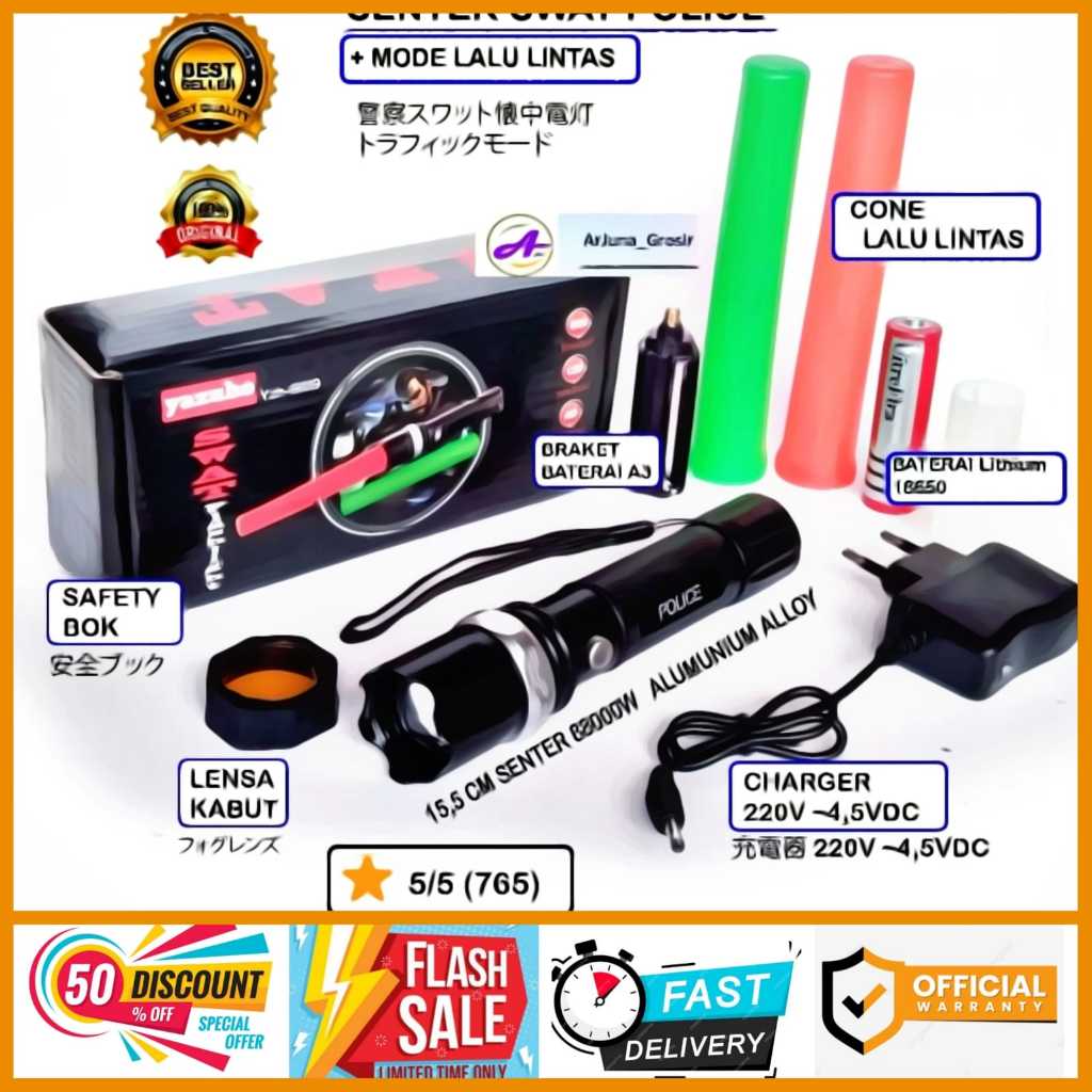 Senter Swat Senter Police Komplit set terjamin lampu lalin