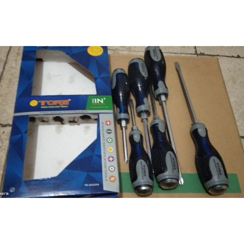 obeng tembus obeng ketok gagang karet 6pcs