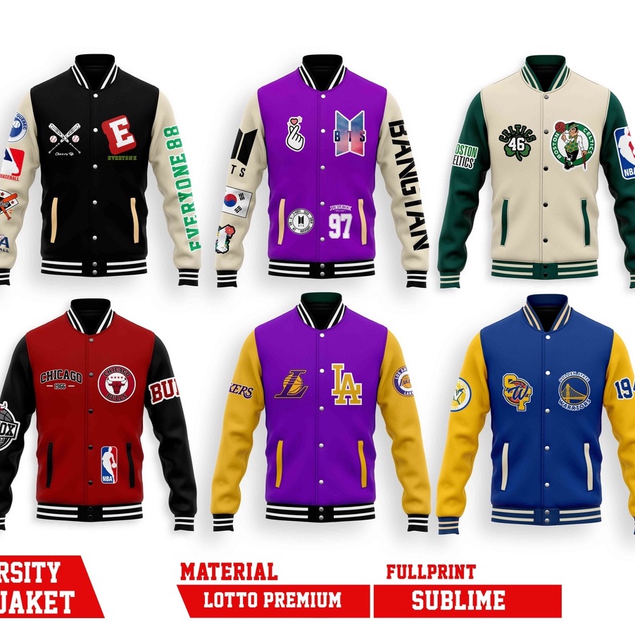 Ready Stock JAKET VARSITY MLB  NBA Everyone TEAM Baseball BTS KOREA ALL SERIES