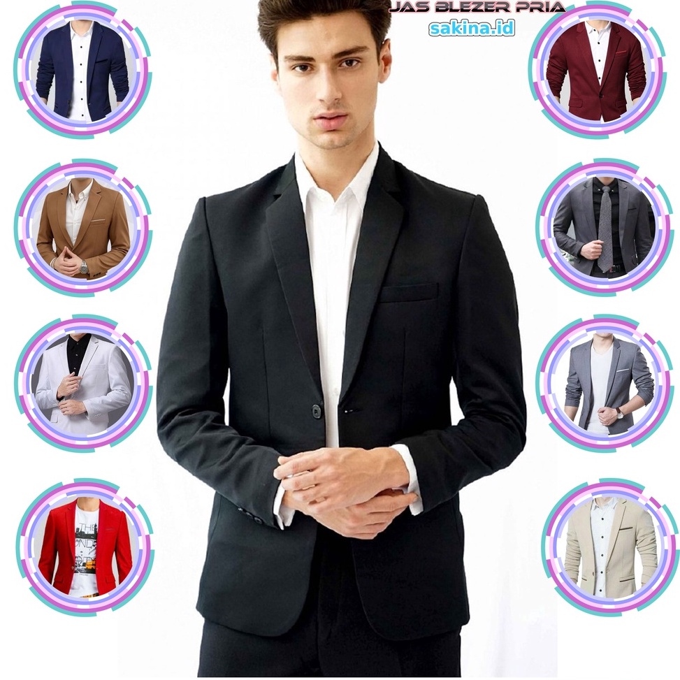 HEMAT PROMO Jas Blazer Pria Premium Jumbo Remaja Dewasa Polos List Formal Masa Kini  jas pria murah 