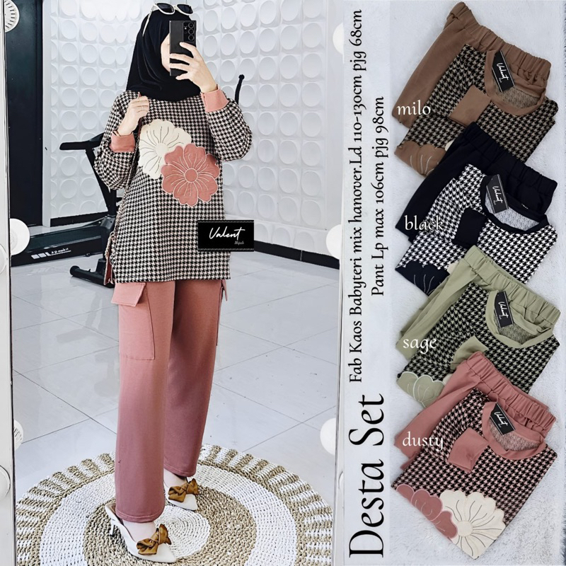 Valent setelan wanita desta set | babyterry mix hanover LD 130