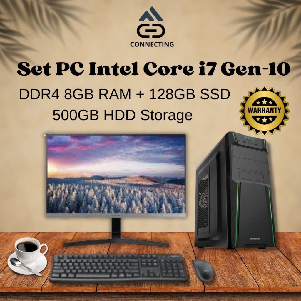 Set PC Komputer Intel Core i7-10700 Gen-10 RAM 8GB SSD || Frameless
