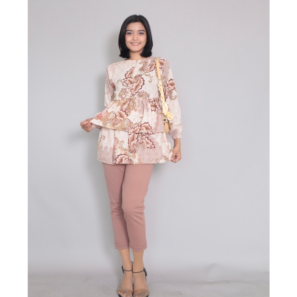 Super Pembelian  AKY  Blouse Toyobo Motif Bunga Formal Hasanah