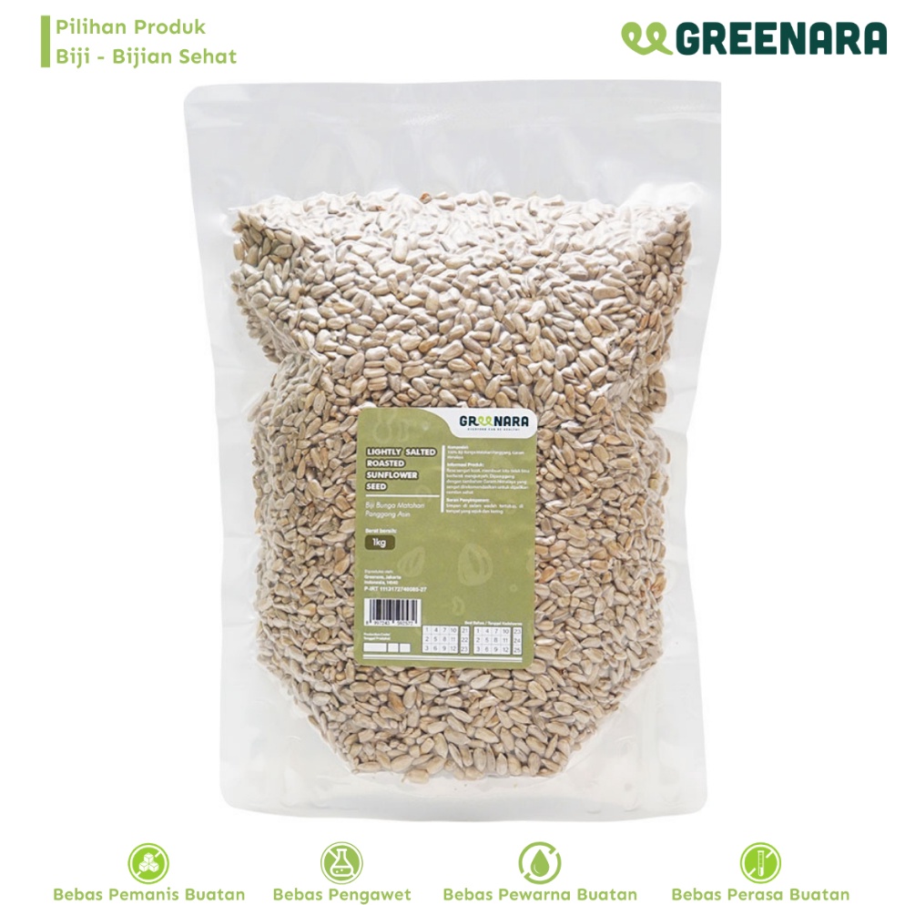 

SUPER DISKON Greenara Lightly Salted Roasted Sunflower Seed 1Kg Kuaci Panggang Asin