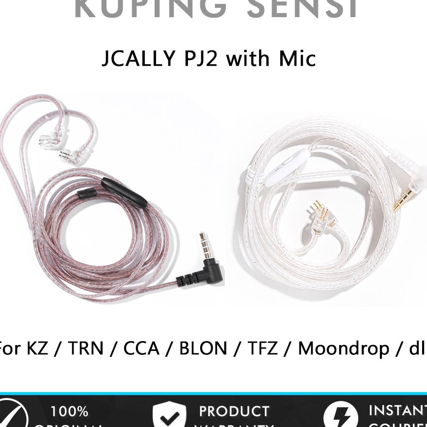 Kabel KZ Jcally PJ2 Silver Cable with Mic Kabel KZ CCA ZS3 ZS5 ZSA ZSN PRO ZST ZSX ZS1 PRO ZST PRO Z