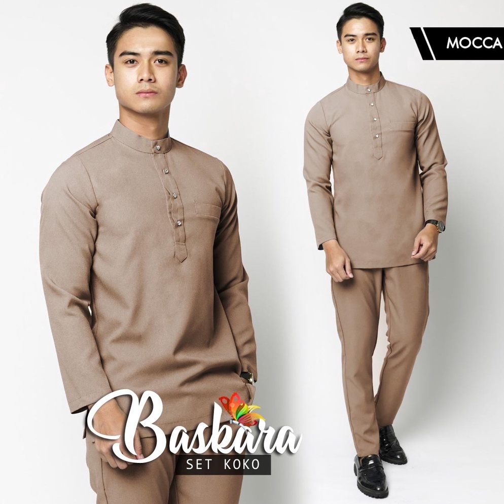 BAYAR DITEMPAT  SETELAN FASHION GAMIS KOKO PRIA SET BASKARA ATASAN KEMEJA COWOK KERAH KOKO LENGAN PA