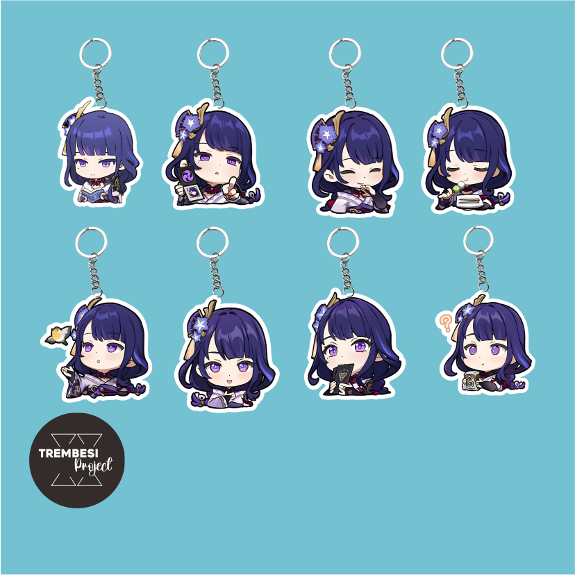 Gantungan Kunci Genshin Impact Raiden Ei | Ganci Akrilik Raiden Shogun Chibi | Gantungan HP Raiden C