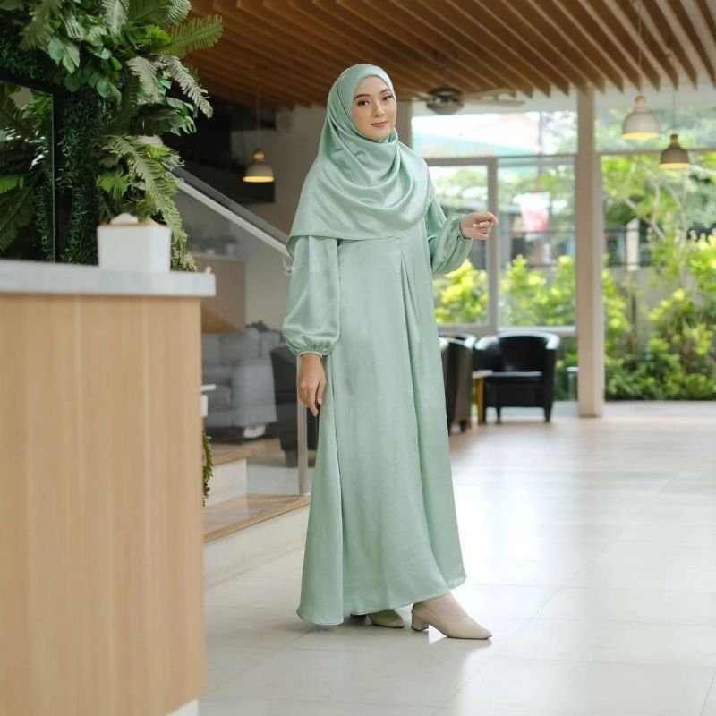 Gamis Azura One Sett + Hijab Gamis Syar'i Satu Set Ld 100-140