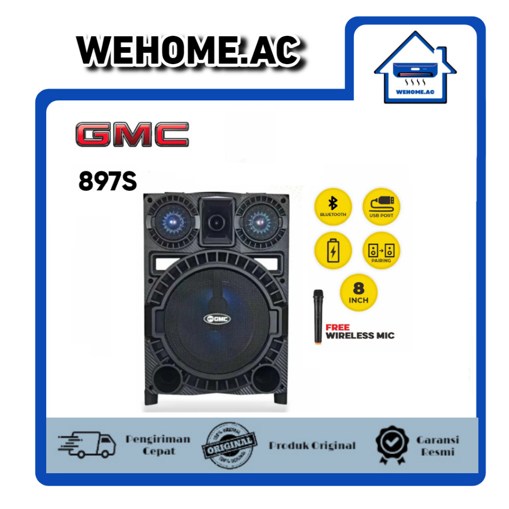 Speaker Portable Bluetooth GMC 897S Ukuran 8 inch Spiker Aktif