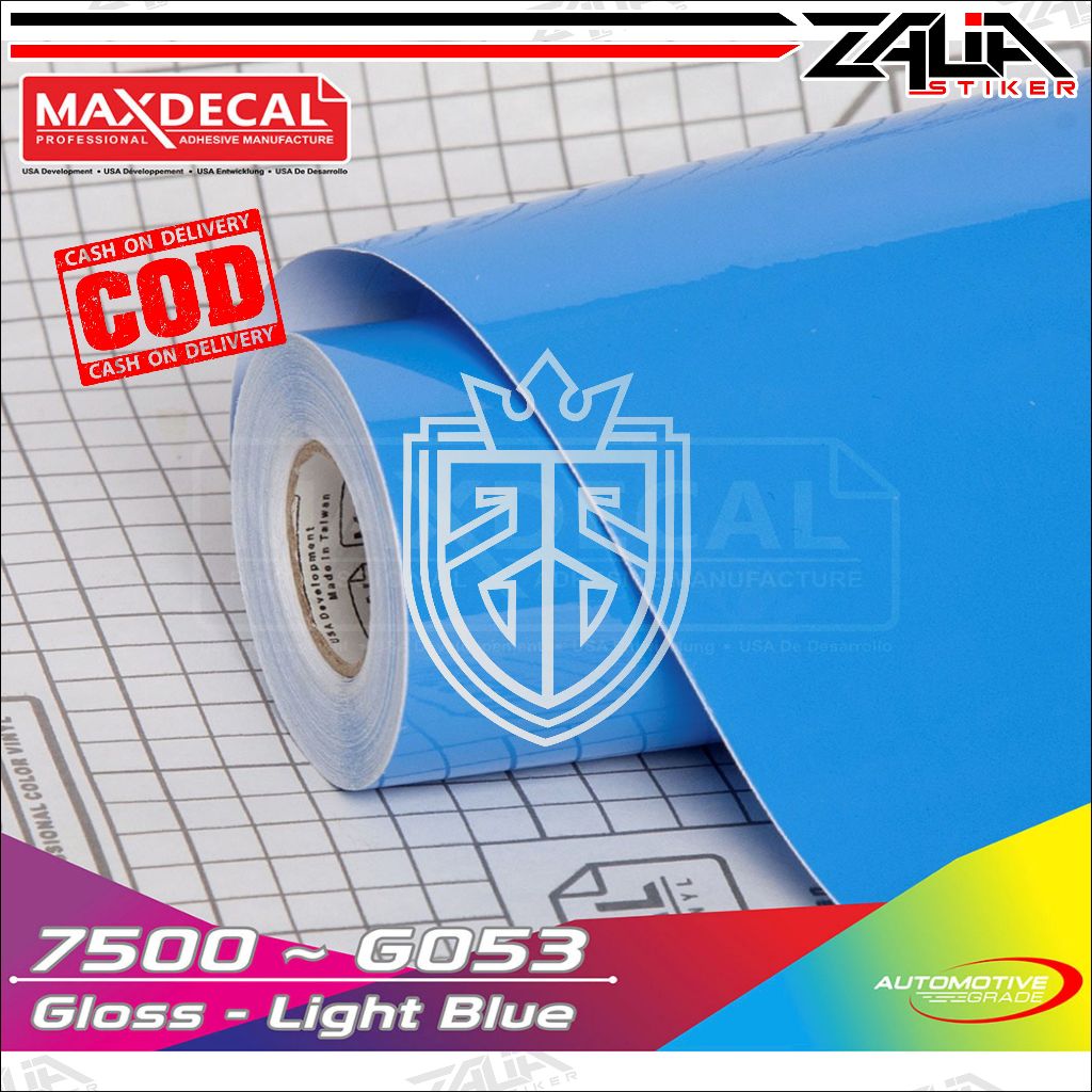 Skotlet Maxdecal  biru muda (light blue) 7500- G053 /skotlet motor / skotlet mobil /skotlet aquarium /  Skotlet  Glossi / Stiker Kilap  / Sticker Anti Gores /skotlet biru muda  / skotlet blue  /Meteran Decal Roll Scotlite Body