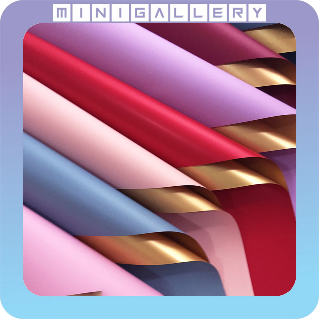 

20 LEMBAR Flower Wrapping Paper Bi Color Gold Emas Cellophane Kertas Buket Bunga KB02