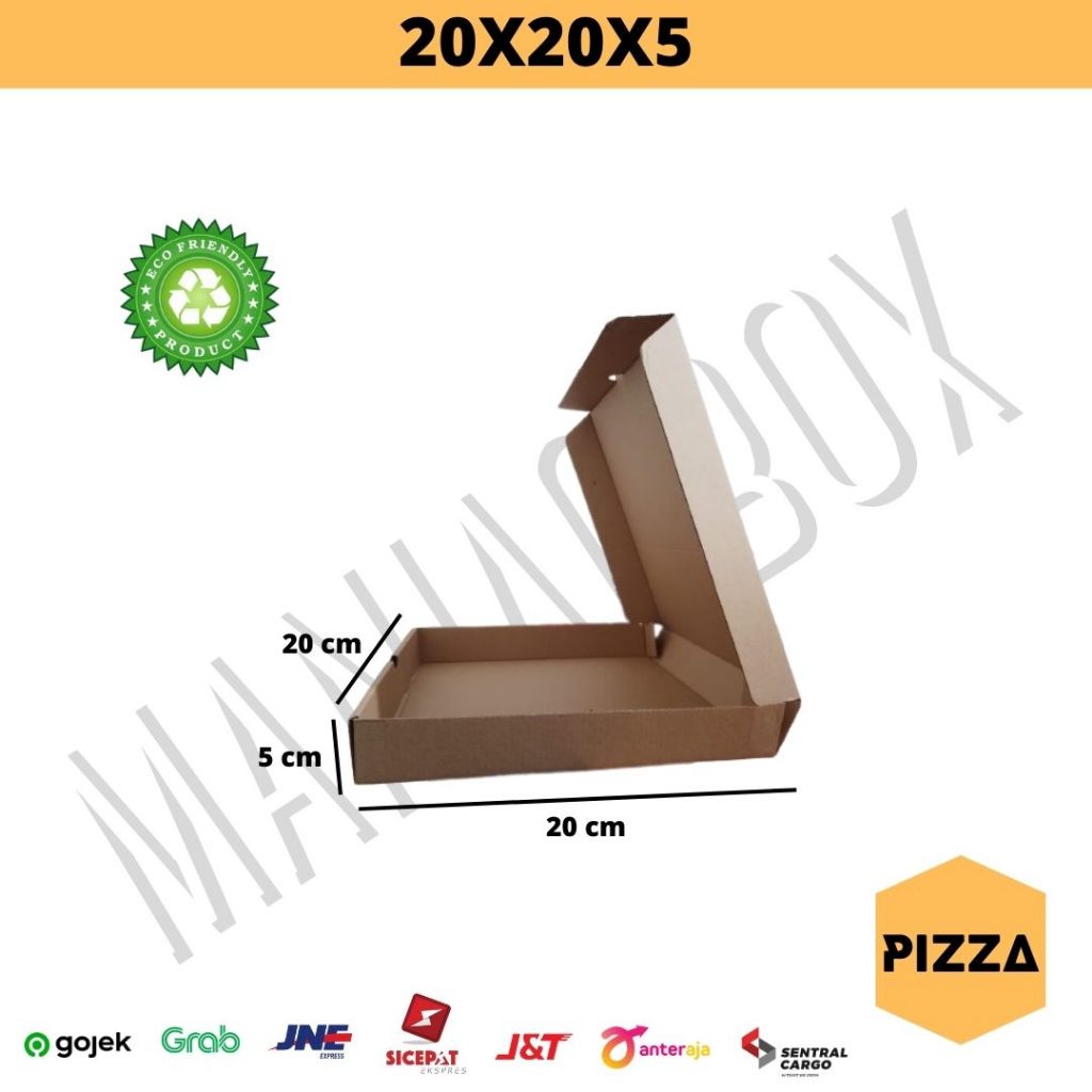 

Kardus packing 20x20x5 cm model pizza untuk bungkus kado, baju, snackbox, dan album