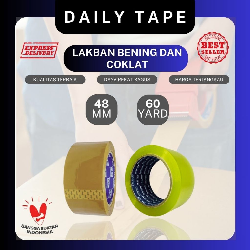 

Lakban Bening & Coklat 48mm x 60 Yard 48 Micron | Daily Tape