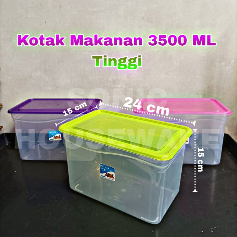 Toples Kotak Makan Makanan Sealware Segi Wadah Food box 3500 ML Tinggi Tutup Warna Body Bening Plast
