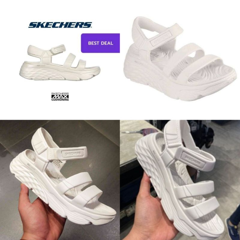 SANDAL SKECHERS - SKECHERS MAX CUSHIONING FOAMIES WOMEN WHITE | WEDGES SKECHERS