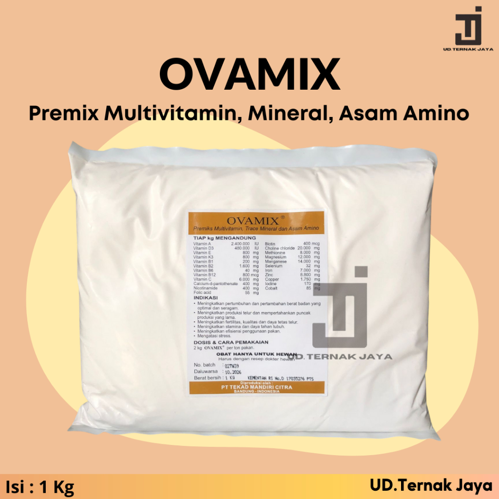 Ovamix isi 1 kg Premix Ayam Multivitamin Trace Mineral dan Asam Amino Premiks