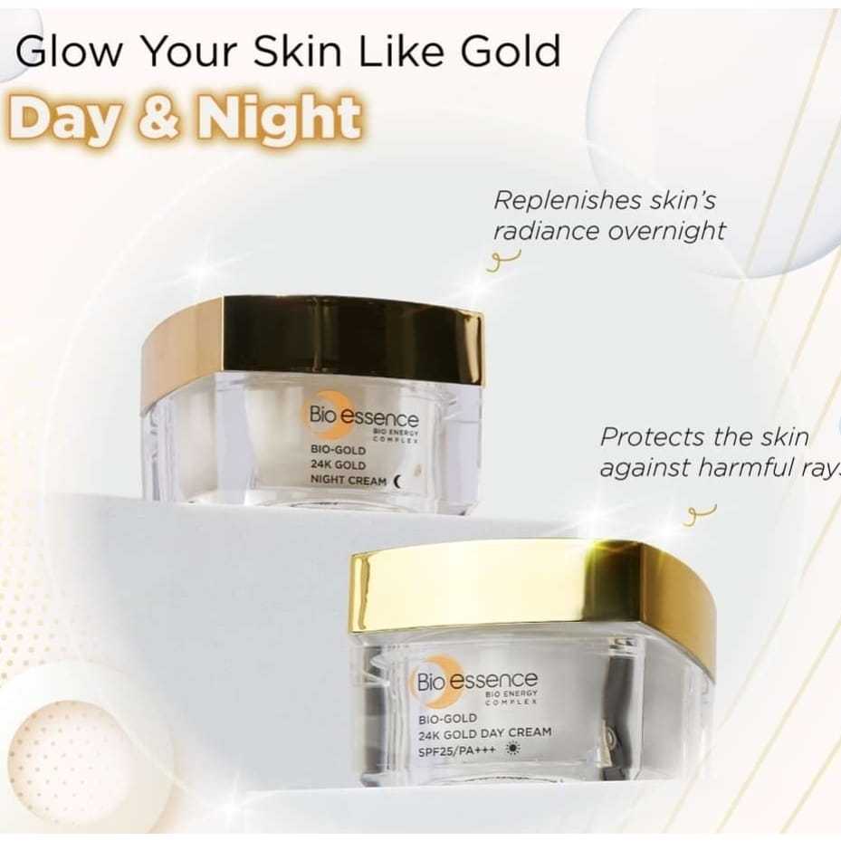 Cream Wajah Pagi dan Malam Bio Gold Day & Night Cream with Nano Gold Peptide Bio Essence