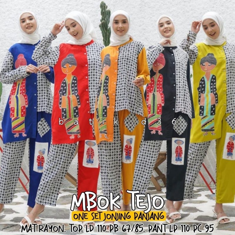 (Semerbak) LD 110 Setelan Wanita Rayon Premium Blus Kemeja Jonjing Lengan panjang Manset Mbok Tejo s