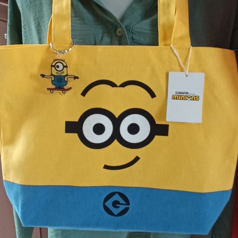 Tas Canvas Minions Kuning Lemon Kombinasi Biru