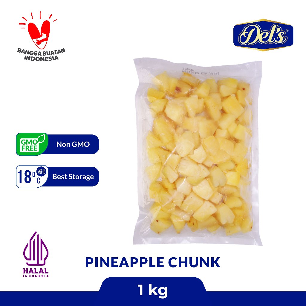 

Del's Nanas Potong Beku IQF / Frozen Pineapple IQF Premium - 1 Kg