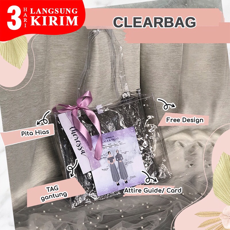 

CLEAR BAG Standart ((CUSTOM NAMA)) - Bridesmaid box Mika Tas Wedding