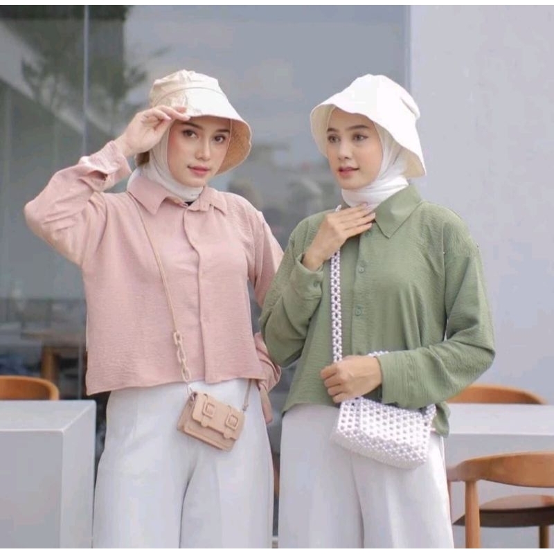 BICA CROP KEMEJA WANITA CRINKLE PREMIUM