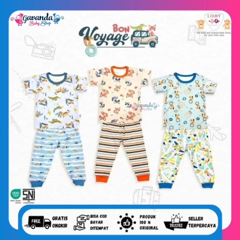 LIBBY BABY Setelan OBLONG Baju Pendek Celana Panjang SML,XL XXL isi 1 stel TREE HOUSE