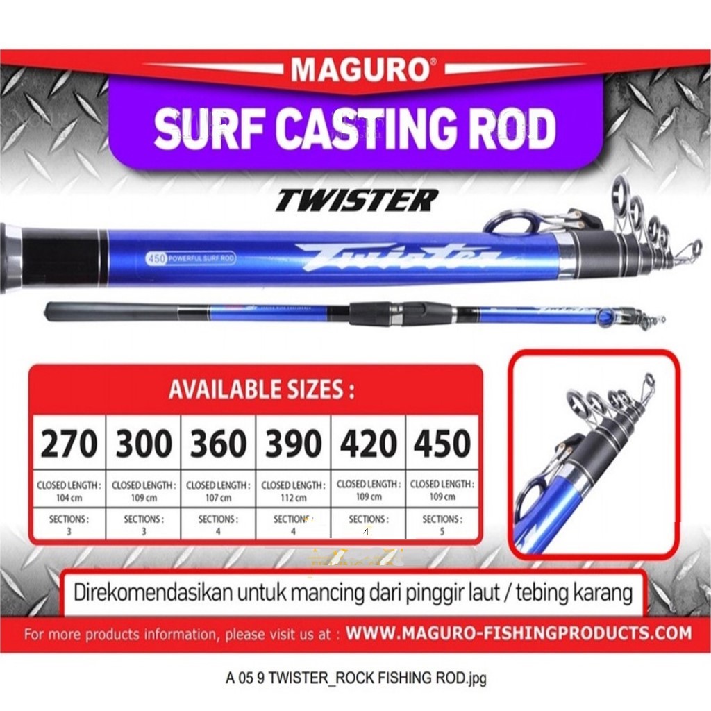 Joran Surf MAGURO TWISTER | Pilih Ukuran | Rod Pasiran | Pinggir Pantai