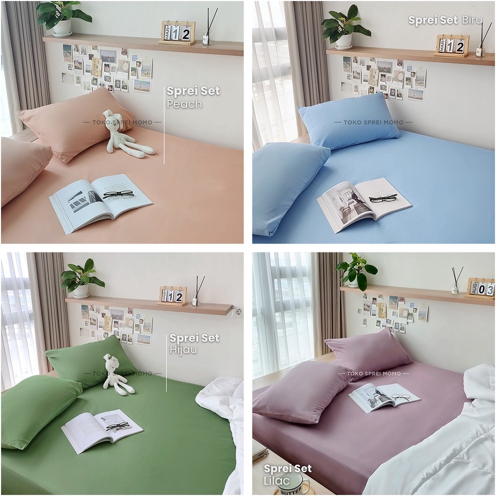 MURAH LEBAY Sprei Set Microtex Polos TINGGI 3 Ukuran 16 18 dan 2 x 2