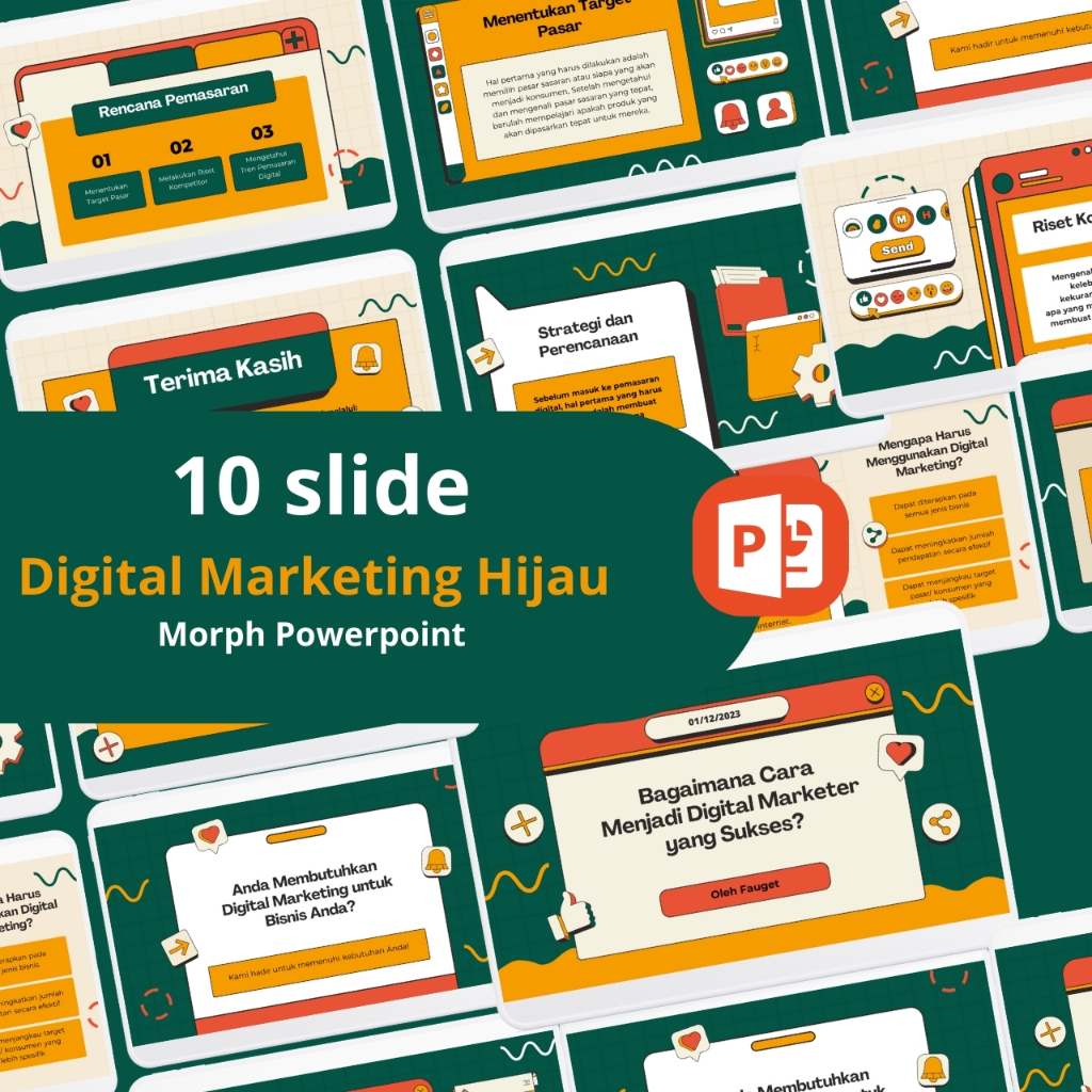 Template Presentasi Powerpoint Digital Marketing Hijau - Template Power Point Digital Marketing Hija
