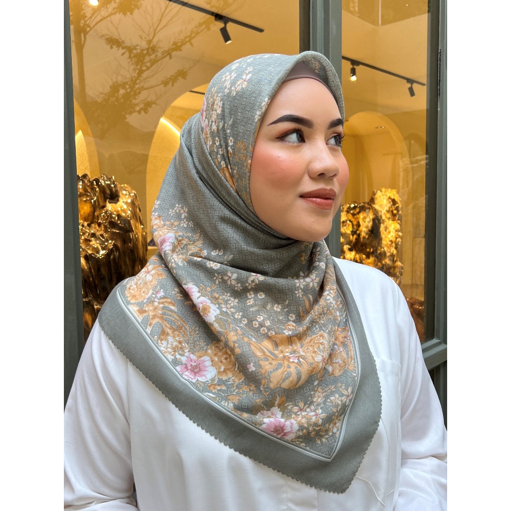 MOISSA Hijab Voal Motif Bunga Abstrak ARMY