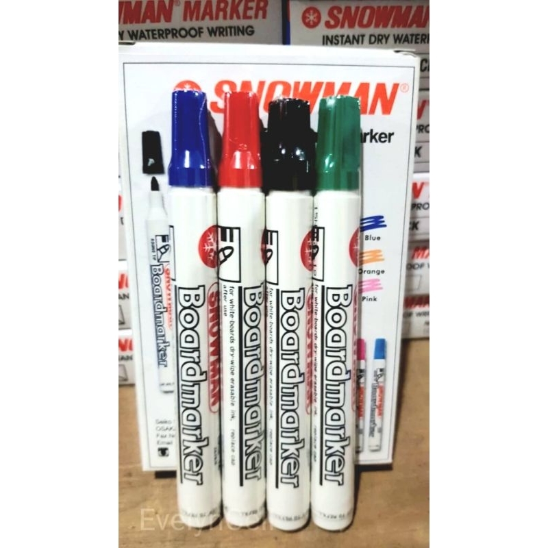 

Spidol whiteboard Snowman NON PERMANENT Bisa Dihapus BG12 Hitam Hijau Merah Biru