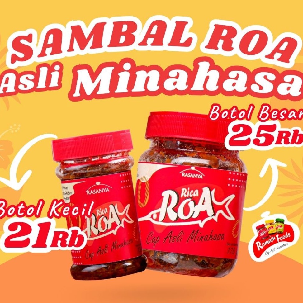 

MURAH LEBAY SAMBAL ROA ASAP ASLI MINAHASA 19 gr SAMBEL ROMAJU FOODS