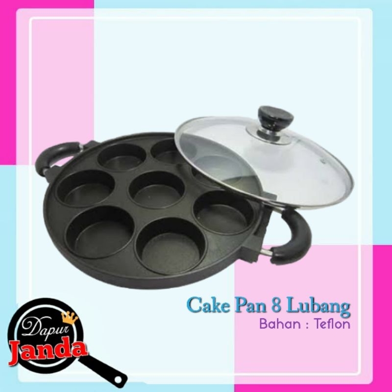 Cetakan Martabak Mini 8 Lubang Cake Pan 8 Datar Bahan Teflon Anti Lengket Cetakan Kue Lumpur