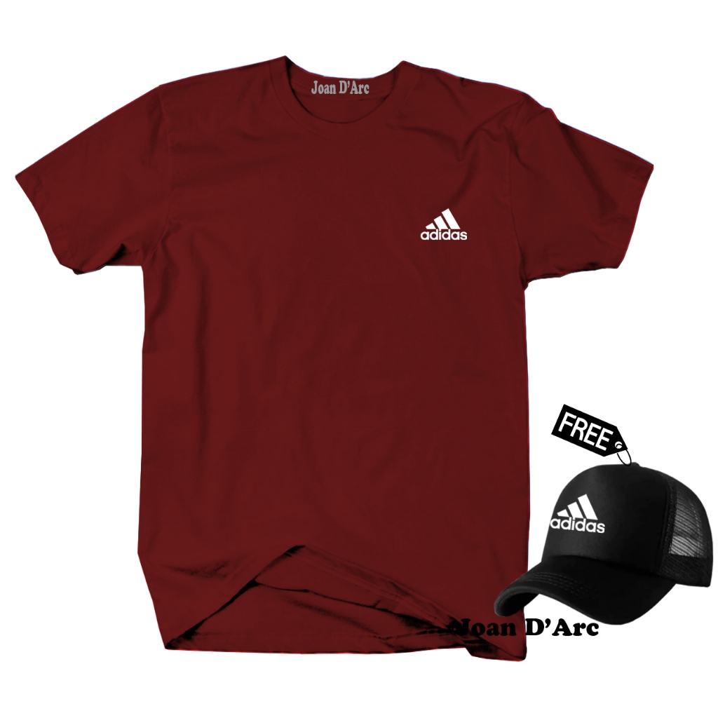 FREE TOPI... Joan D'Arc Baju Distro Kaos ADIDAS Logo Putih Premium Quality Unisex Terbaru BiG Sale T