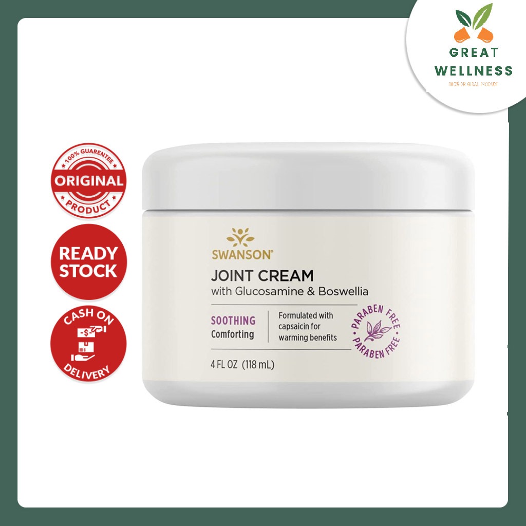 (PASTI ASLI) Swanson Joint Cream Glucosamine & Boswellia capsaicin HCl vitamin