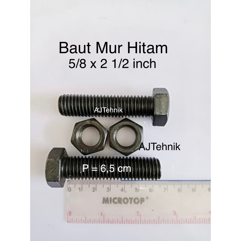 Baut Mur Hitam 5/8 x 2 1/2 inch