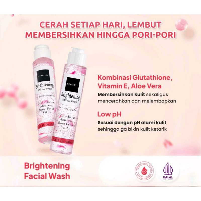 Scarlett Whitening BRIGHTENING Facial Wash - Sabun Cuci Muka Clean and Clear Untuk Mencerahkan